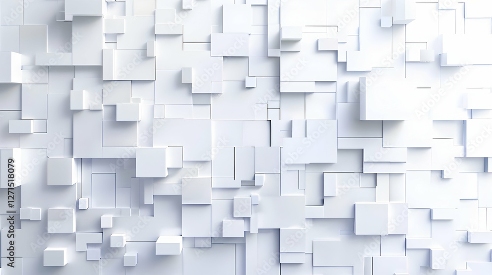 Poster abstract white geometric background with layered cubes creating a modern texture effect