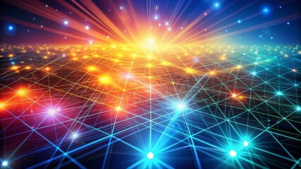 Fototapeta premium Abstract Technology Background: Glowing Network Grid with Gradient and Scattered Points