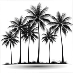 silhouette line of palm trees 