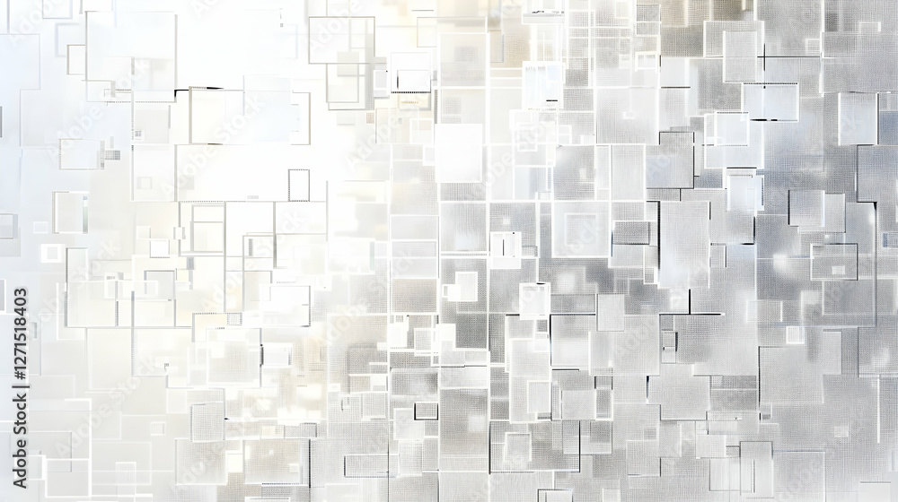 Poster abstract digital background featuring interconnected geometric shapes in a light color palette