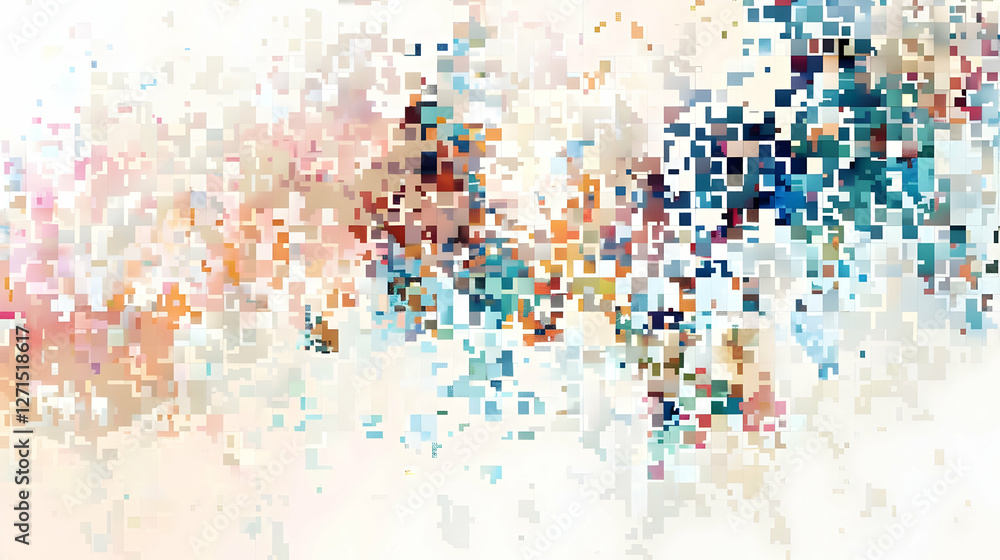 Poster abstract colorful digital art with vibrant pixels creating a dynamic visual experience
