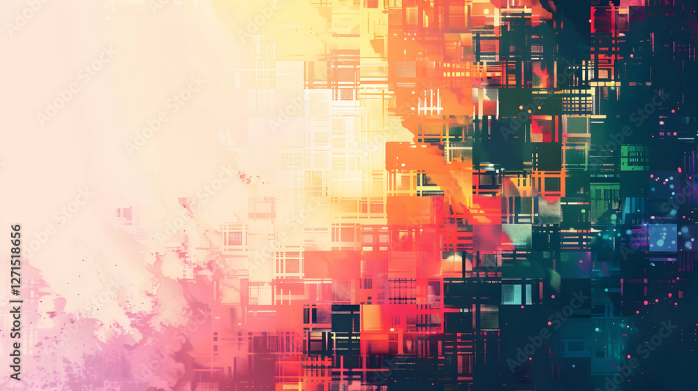Poster abstract colorful background with geometric shapes and gradients creating a vibrant atmosphere