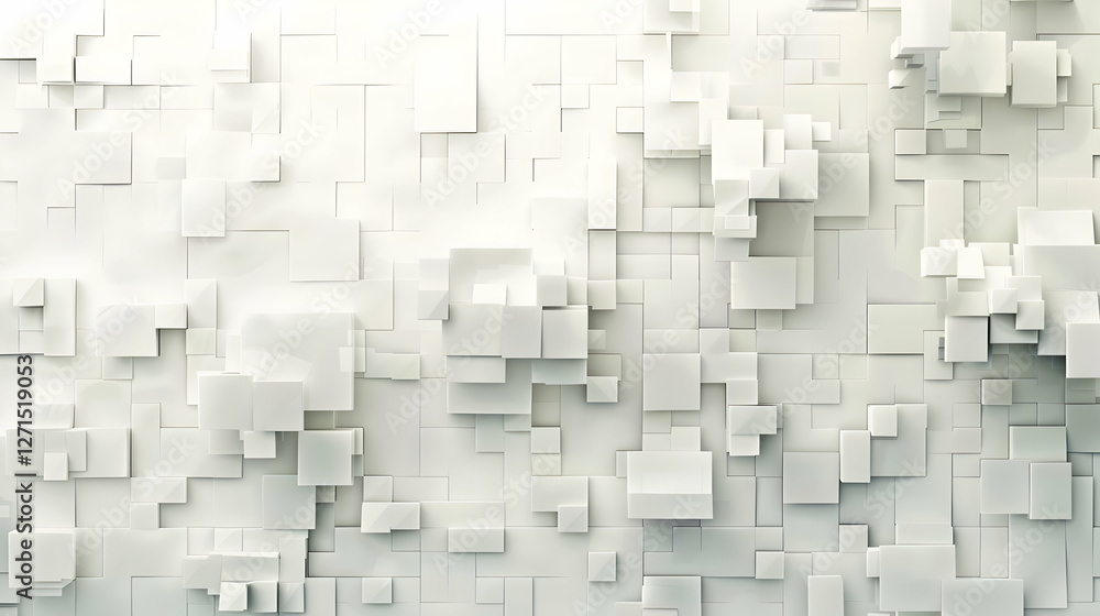 Poster abstract white geometric background with 3d cubes and rectangles creating a modern texture