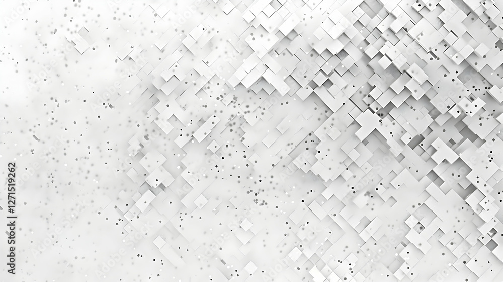 Poster abstract geometric pattern of white cubes creating a textured background for design use