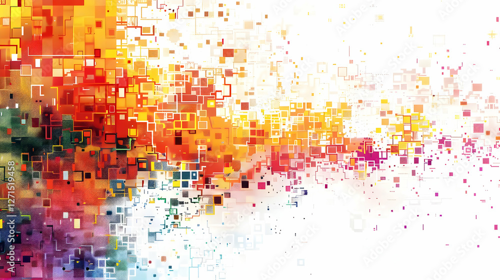 Poster vibrant abstract background with colorful geometric patterns and soft blended textures