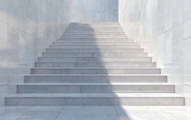 Fototapeta premium Stone staircase leading up, isolated on a white background creates a serene atmosphere.
