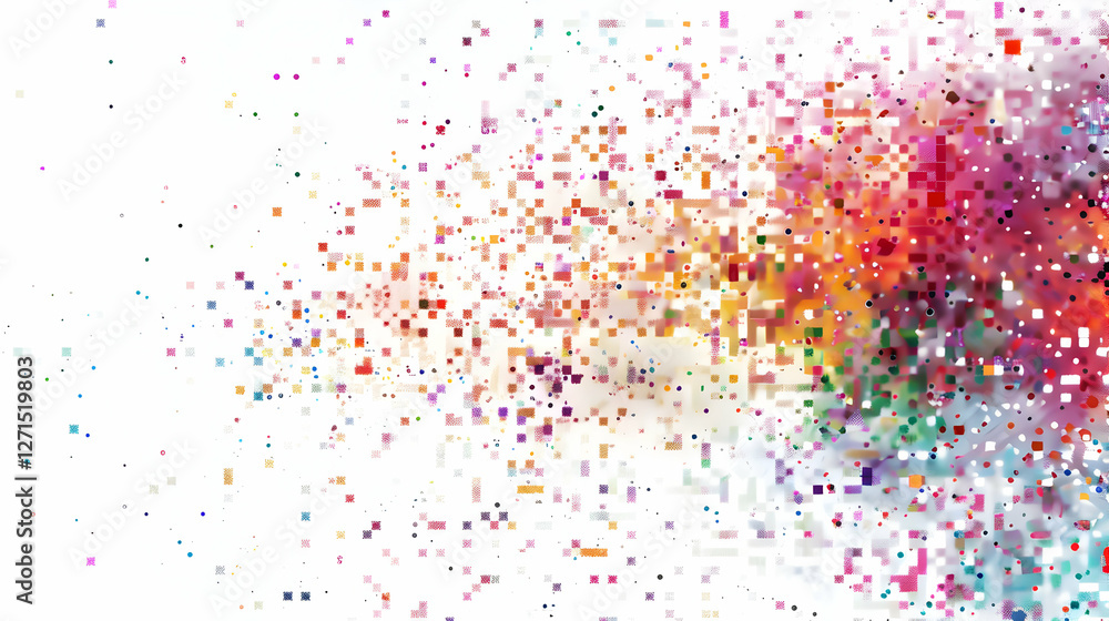 Poster abstract colorful splash of pixels creating a vibrant background for creative design projects
