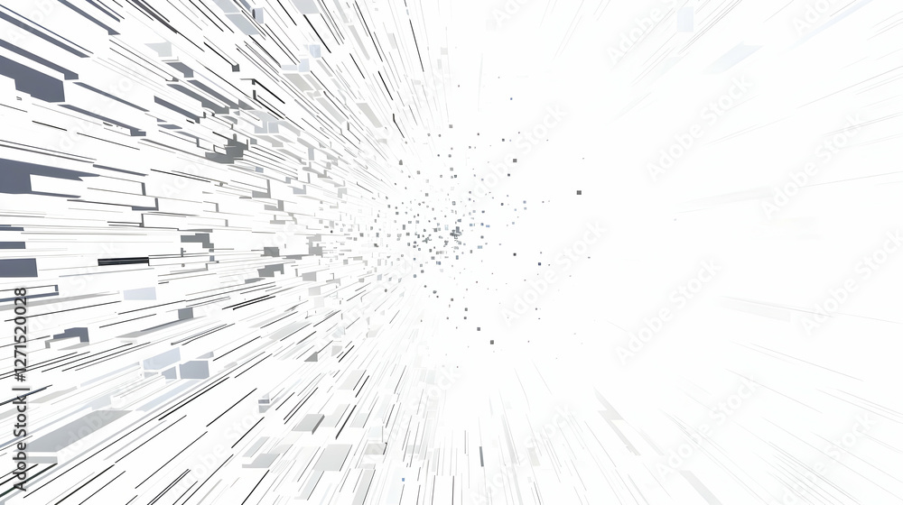 Poster abstract representation of dynamic motion with lines radiating from a central point, evoking energy
