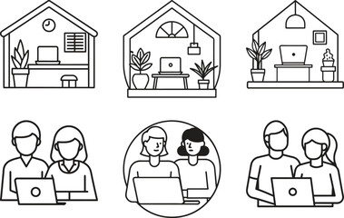 set of cartoon houses, set of icons, , vector and illustration on white background Ai Generated