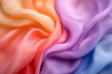 Obraz premium Multicolored silk fabric flowing smoothly creating gradient effect