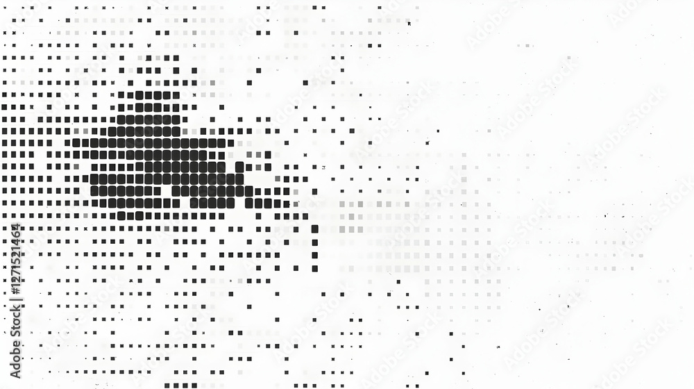 Poster abstract pattern of black and white dots creating a gradient effect, suitable for backgrounds