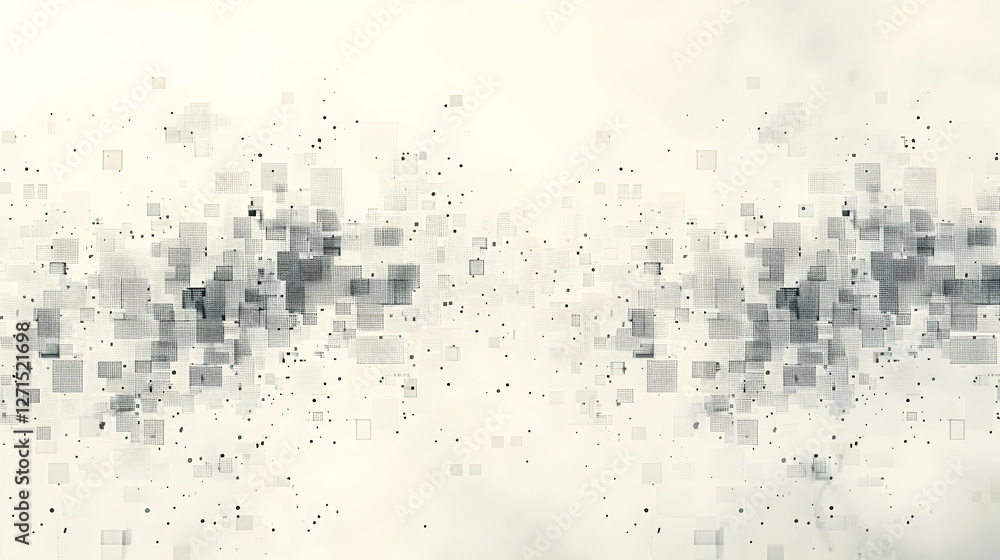 Poster abstract digital art featuring a mosaic of squares creating a textured background effect