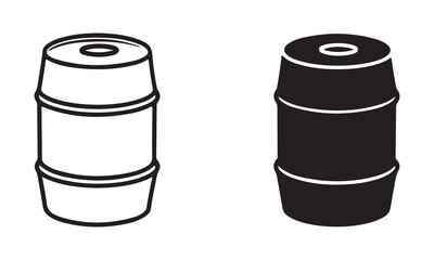 Oil drum vector icon . barrel sign .black outline and filled version 