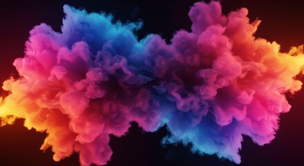 Explosive Symphony of Color: A vibrant and dynamic display of multi-colored smoke, swirling and colliding against a dark background, creating a mesmerizing and abstract visual spectacle.