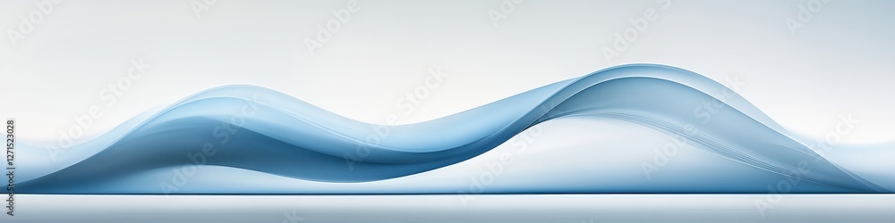Poster blue minimalist abstract flowing shape resembling dynamic smoke swirls on empty background