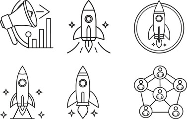 set of space rocket icons, set of vector icons, set of space icons, 