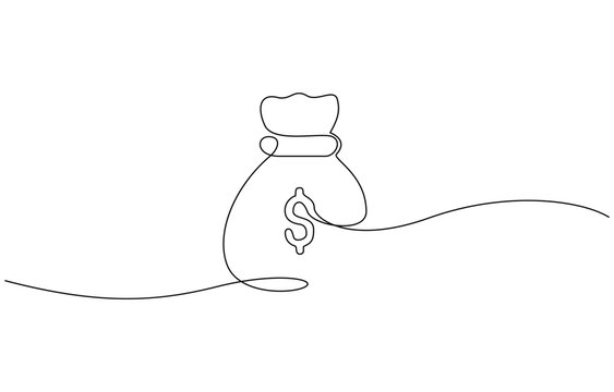 recommend clip art: Dollar money bag single line drawing. Hand holding coin continuous one line drawing, Continuous one line drawing of money bag. Money storage and investment single Line art.