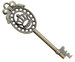 Retro vintage brass crown shaped key