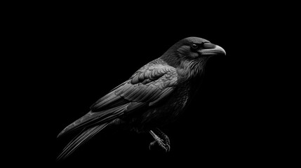 Fototapeta premium Raven portrait in black and white