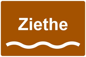 Illustration eines Namensschildes für den Fluss 