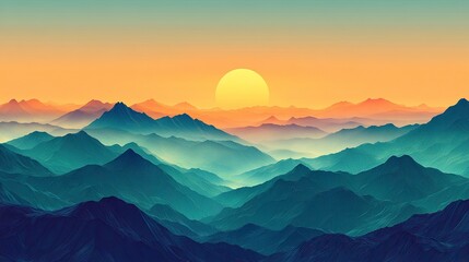 Obraz premium moutain and green,yellow,blue adverture background,illustration --ar 16:9 --stylize 450 --v 6.1 Job ID: a083c305-ecfb-436f-843f-a6ef4a7e2665