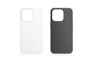 Blank black and white matte phone case mockup, front view