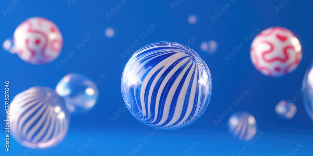 Poster a beautiful and colorful scene of bubbles on a blue surface, with lens flare effects adding to the a