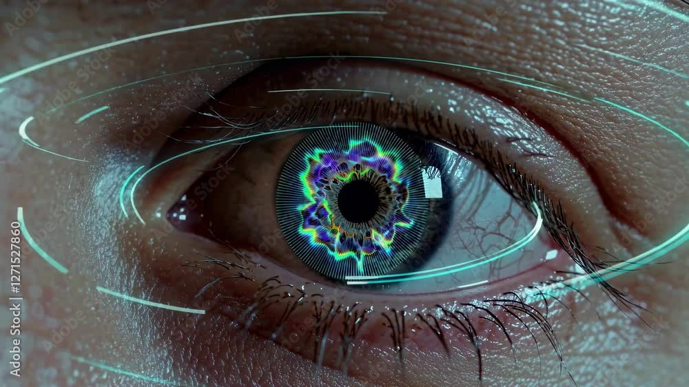 Poster exploring the intricacies of human eyes with digital enhancements and visual effects