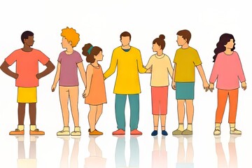 Fototapeta premium Diverse Children Holding Hands, Unity and Friendship Illustration
