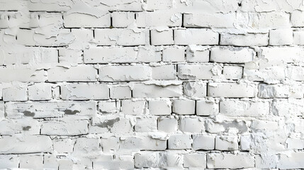 White brick wall with peeling paint, showcasing texture and age, suitable for backgrounds