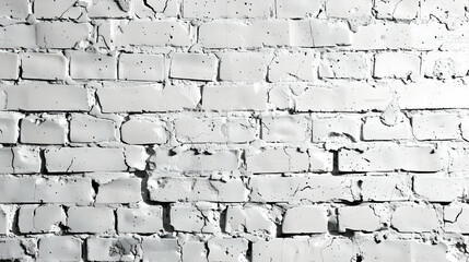 White brick wall with cracks and texture, suitable for backgrounds in design projects