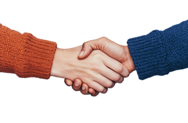 Close up of a handshake symbolizing business agreement, partnership, trust, collaboration and professional success on transparent background, png