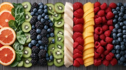 Boost Your Immunity Naturally A Panoramic wide collage of fresh fruits and vegetables, representing an organic food concept for a healthy diet and immune system support This vibrant image showcases