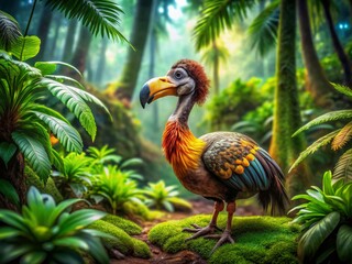 Obraz premium Adorable Dodo Bird Miniature, Tilt-Shift Photography, Extinct Flightless Bird, Wildlife, Nature