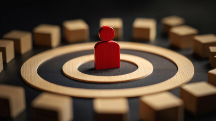 Brand Positioning: Identifying the Core Audience"** &ndash; A strategic business move illustrated by a key block marked with a target, differentiating from a sea of similar choices