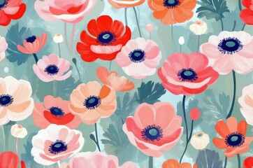 Vintage colorful fantasy dreamy abstract blooming botanical flowers seamless patterns illustration, nature theme concept texture design.
