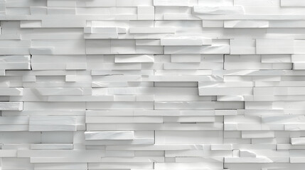 Textured white wall made of layered panels, creating a modern aesthetic for interior design