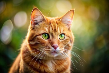 Adorable Ginger Cat Portrait: Fluffy Pet with Copy Space for Text or Design