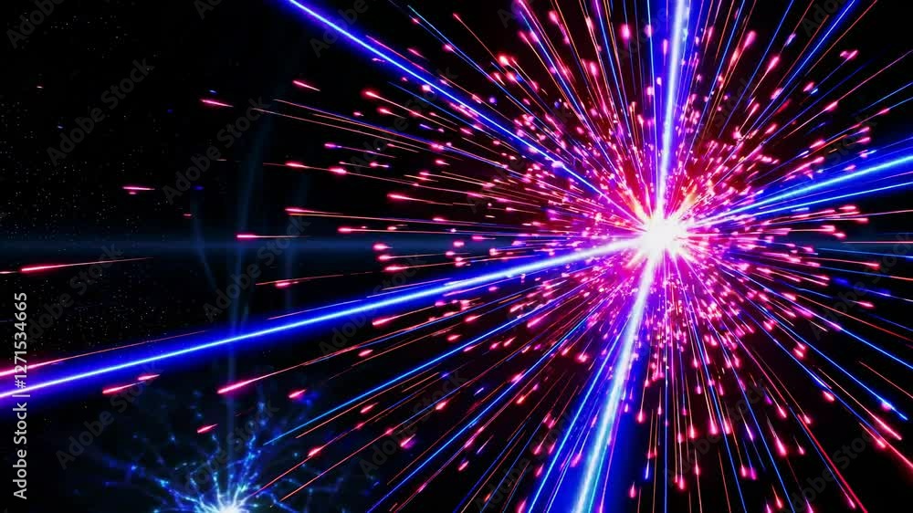 Aufkleber Exploring the vibrant world of light and color through captivating particle animations