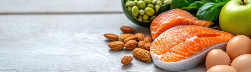 Discover the vibrant world of ketogenic eating with this stunning image showcasing essential food items Explore high-fat, low-carb options ideal for ketogenic diets See fresh salmon fillets