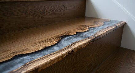 Stunning Resin River Stair Tread: Modern Home Design