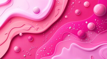Abstract pink and magenta fluid textures with bubbles and sparkles, suitable for backgrounds or designs