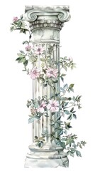 Naklejka premium Elegant floral-adorned classical column