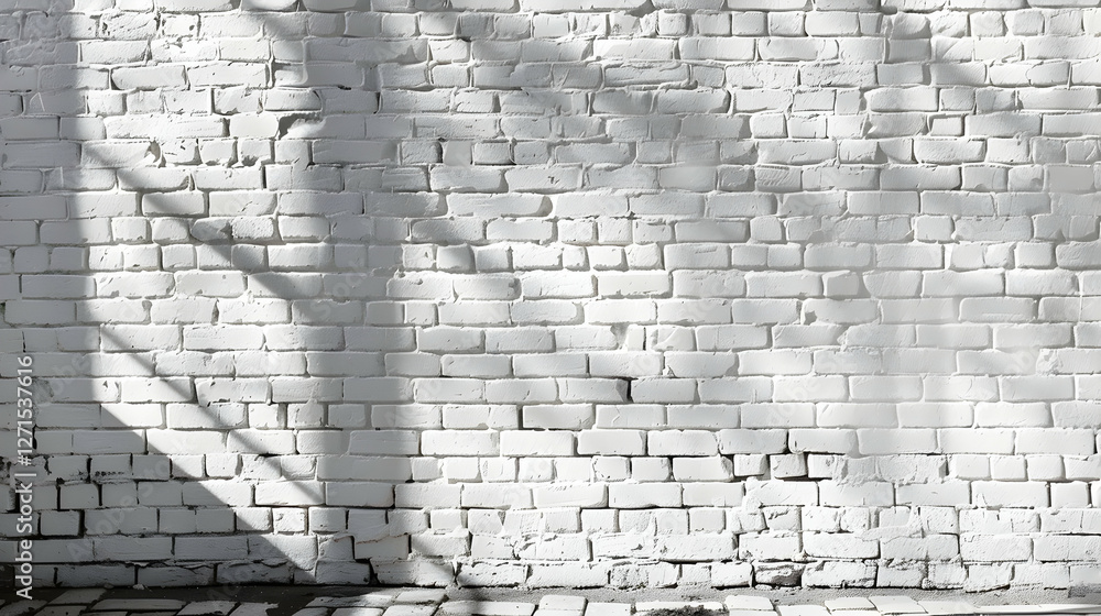 Aufkleber sunlight casting shadows on a textured white brick wall creating a serene backdrop