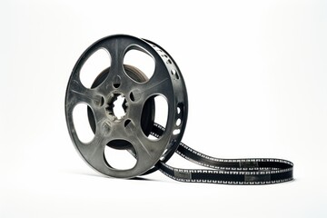 Obraz premium Film strip wheel white background technology.