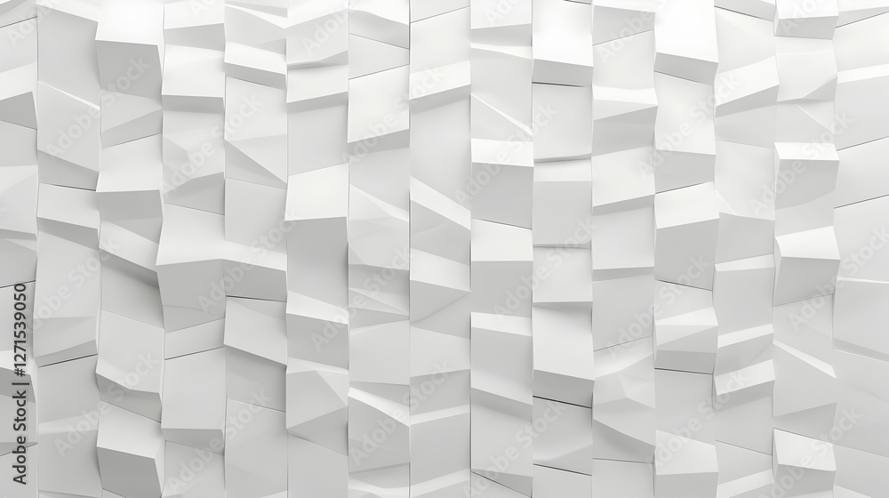 Aufkleber abstract white textured wall with three-dimensional geometric shapes creating depth and contrast
