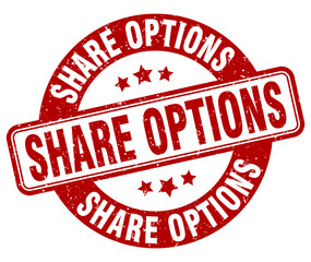 share options stamp. share options label. round grunge sign