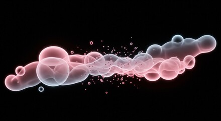 Obraz premium Abstract Bubbles: An abstract representation of interconnected bubbles in a gradient of red and blue floating against a dark background, creating a visually captivating and dynamic composition.