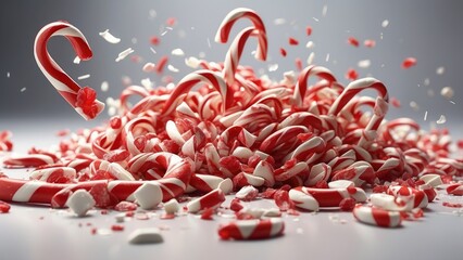 "Broken Candy Cane on a White Background"
