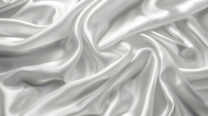 Obraz premium Smooth, flowing white satin fabric draping elegantly, creating soft shadows and highlights